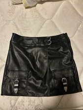 Fashion NovaKids Black Faux Leather Mini Skirt Size 16