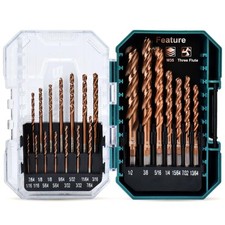 Three Flute Cobalt Drill Bit Set, M35 Metal Drill Bits with Three-Flat Shank ...
