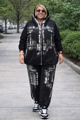 Women s Plus Size Black Silver Accent 2 Piece Set Sz 22/4 M De Pompadur Turkey