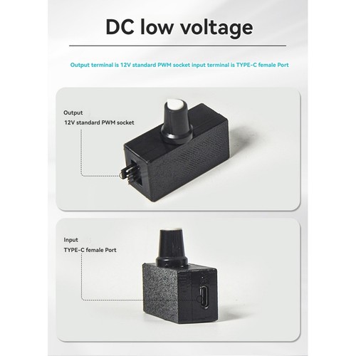PWM-Drehzahlregler, 12 V, 4-Poliger PWM-Lüfterregler, USB-Typ-C-Stromversor5344 - Afbeelding 4 van 9