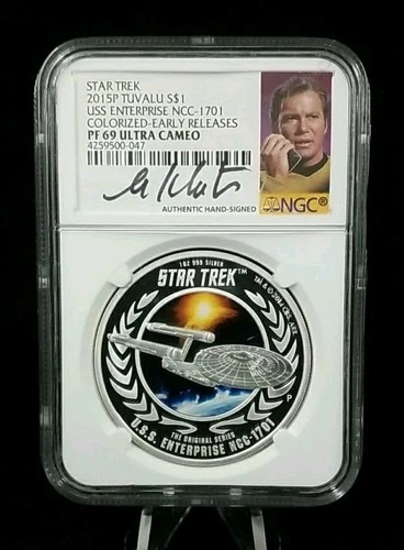 2015-P Tuvalu $1 StarTrek USS EnterprizeColorized 1 Oz Silver NGC PF69DCAM 5665