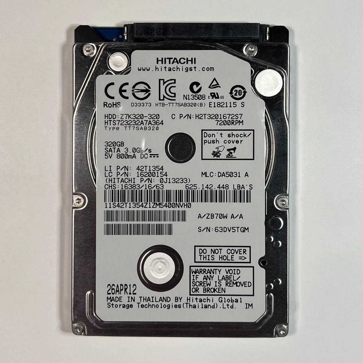 25+ Hitachi 16 MB Cache 320 GB Storage Capacity Internal Hard Disk