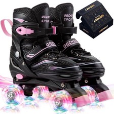 OBENSKY S2PK411001 Roller Skates, 4 Size Adjustable for Girls Boys w/ Light up