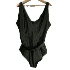 NWT City Chic Women's Calero One Piece Swimwear Khaki Green Size XL Buckle Belt