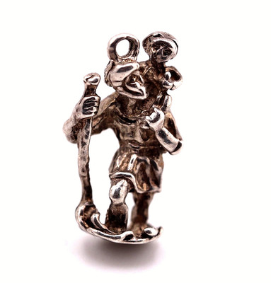 St. Christopher Motif Statue Charm Pendant Vintage c1970s 52682