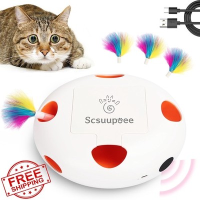 Scsuupoee Cat Toy White Interactive Feather Sensor