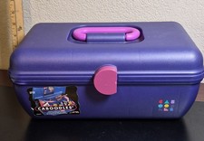 Vintage Caboodles Medium Cosmetic Makeup Jewelry Box w/ Mirror Purple Pink 2752