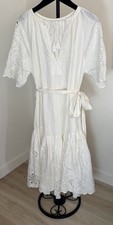 SPELL & THE GYPSY Fairytale Midi Dress - White Linen Eyelet - Romantic Boho OS