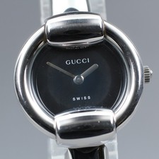 Vintage [Near Mint] Gucci 1400L Silver Black 25mm Women's Quartz Watch JP U671