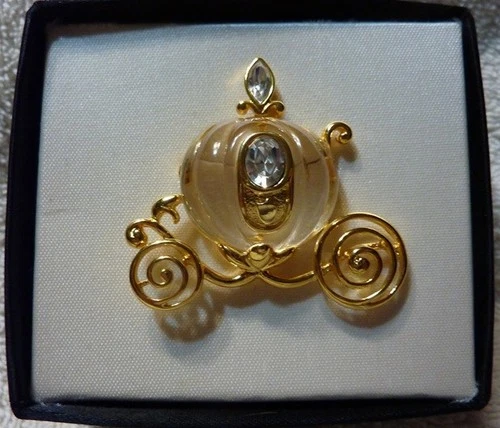 Disney Catalog Cinderella Coach Gold and Glass Brooch Pin