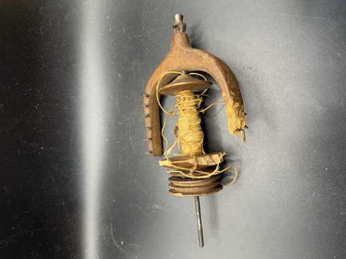 Antique Primitive Wooden Spinning Wheel Flyer Bobbin Spindle Assembly Salvage