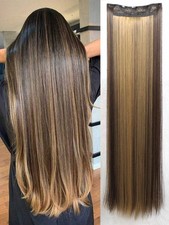 Long Straight Clip In Hair Extensions Synthetic Natural 5-Clips Multi-Color