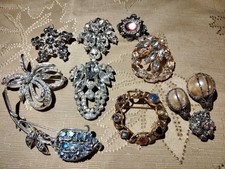 Scrap Miriam Haskell, Coro, Peli, Repair Repurpose Craft Fixed Brooch Lot