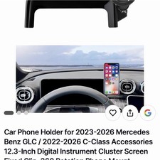 Black MagSafe Phone Holder for Mercedes-Benz GLC/C-Class 2022-2026, 360 Rotation