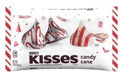Hershey's Kisses Candy Cane White Chocolate Candy 9oz Bag