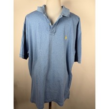 Men's Polo Ralph Lauren Cotton Heather Blue Collared Short Sleeve Shirt Size XL