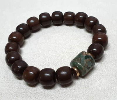 SANDELHOLZ *** Buddhistisches Armband Glücksarmband Jade geschnitzt 17-22 cm - Bild 1 von 4