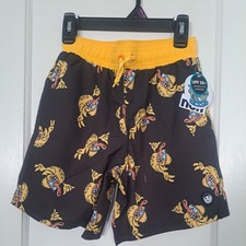New Boy's Lined Swim Shorts Black With Ducks Neff Brand Size medium