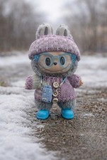NO DOLL Clothes for LABUBU Monsters Plush - Purple Sweater Outfit Accessories