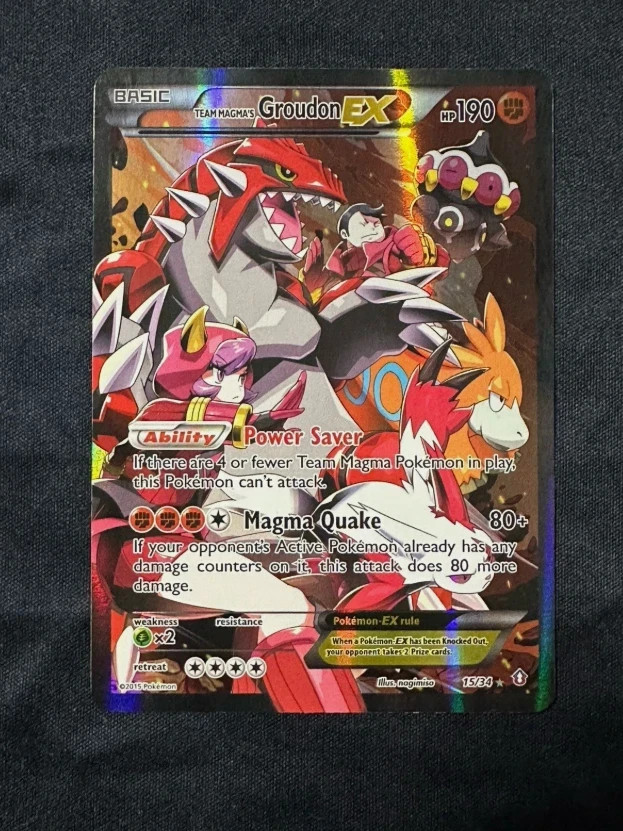 Team Magma's Groudon EX Full Art 15/34 Double Crisis Holo Full Art Pokemon Card