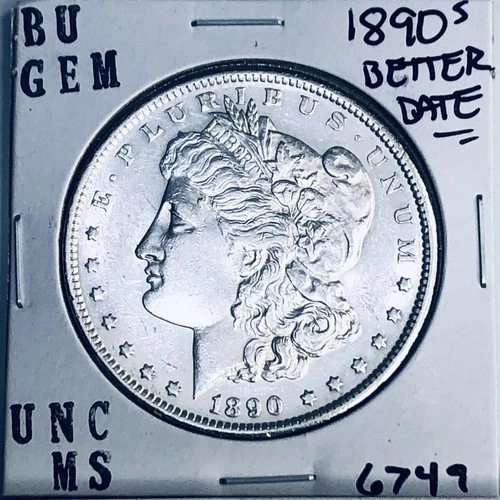 1890 S BU GEM MORGAN SILVER DOLLAR UNC MS+++ U.S. MINT RARE COIN 6749