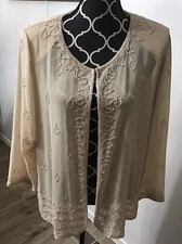 Aspeed Vintage Women  Neutral Beige Hand  Beaded  Formal Jacket Xl