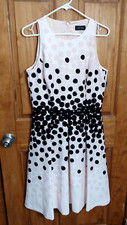 Tahari Arthur Levine Dress Sz 8 Sleeveless Pale Light Pink Black Fit And Flare