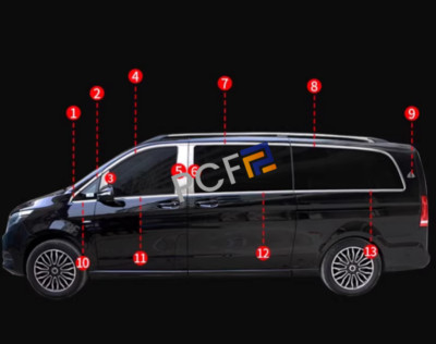 Fits 2016-24 Benz Vito V300V250V260L Car Window Matte Stainless Trim Strip Cover