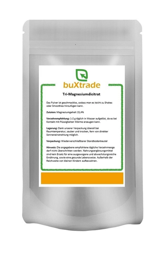 250 G Tri-Magnesiumdicitrat Citrate Poudre Magnésium Buxtrade
