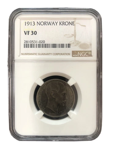NORWAY 1 Krone 1913 NGC VF 30