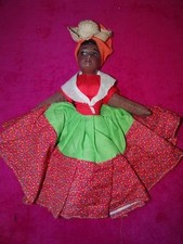 VINTAGE FOLK ART DOLL 12" HAND MADE DRESS