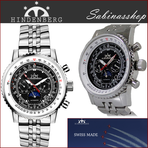 HINDENBERG™120H n°17-4431 AIR FIGHTER STEEL BLACK OROLOGIO AUTOMATICO 20Rub  UOMO | eBay