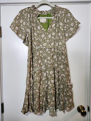 anthropologie moss green dress Maeve - Anthropologie Strapless Oliver Green Pleated MIDI Dress main image 0