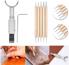 6Pcs Leather Swivel Knife Indentation Pens Kit Tool For Leather Craft Working