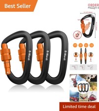 Carabiner Clips Heavy Duty Aluminum Locking D-shape 12kN Outdoor Hiking Camping