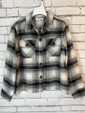 Steve Madden BB Dakota Black & Tan Buffalo Plaid Flannel Shirt Shacket Large