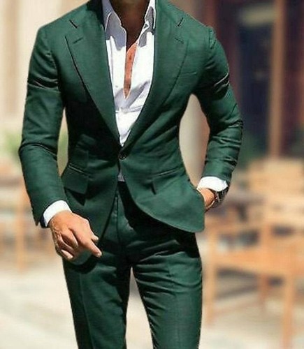 Mens Green Tuxedo Suit Wedding Evening 