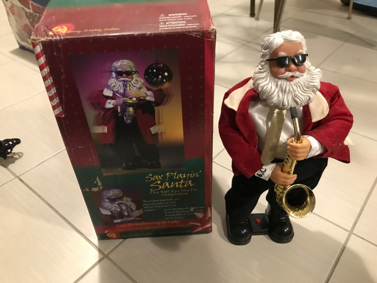 Gemmy Animated Sax Playing Santa Claus Vintage Christmas Decor Plays 2 Songs 