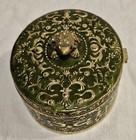 Jewelry  Box With Frog On Top. Oval Shaped with Gold Gilt Guilloche Finish. — photo 2