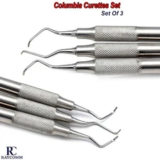 Set Of 3 Curette Columbia University Periodontal Scalers Dental Instruments CE