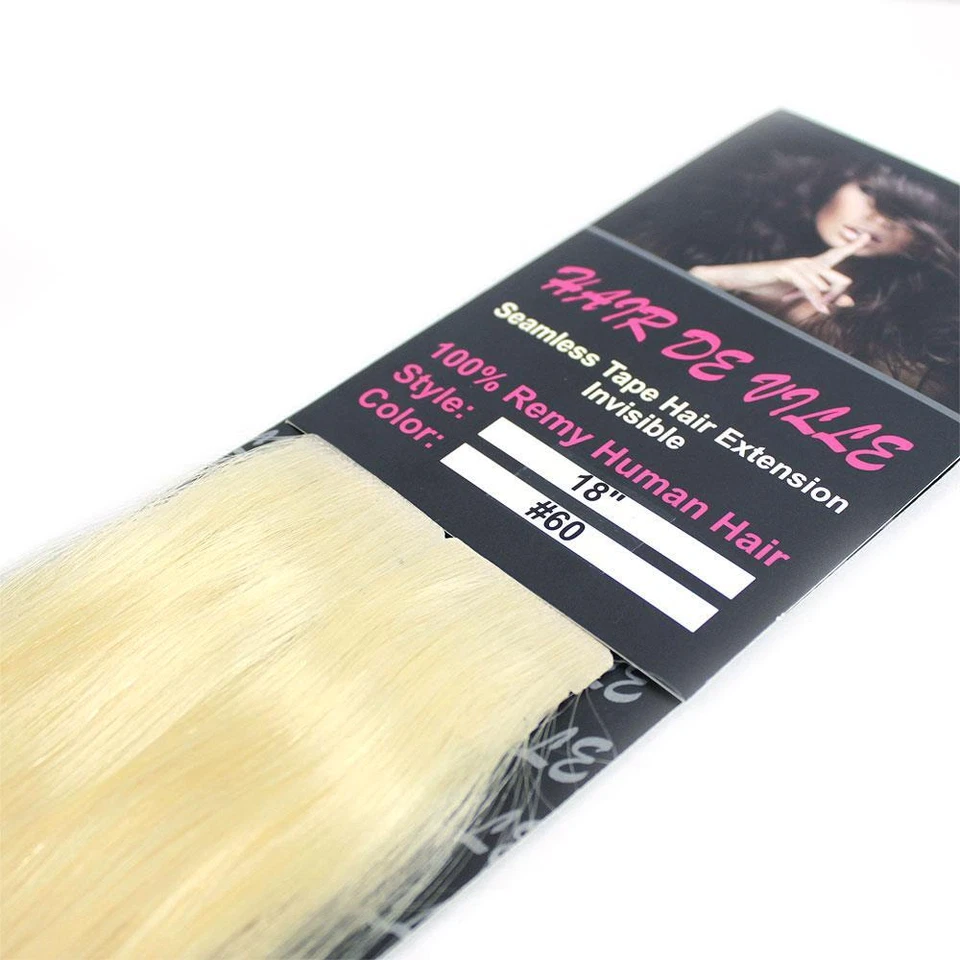 Cinta Inyectada PU Invisible Sin Costuras Remy Extensión de Cabello Humano Rubio Más Claro Foto 2 de 2