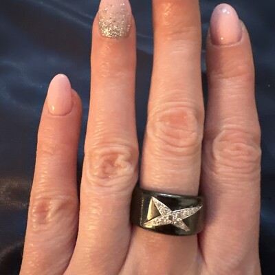 アクセサリー MAUBOUSSIN MAUBOUSSIN 750 18K WHITE GOLD X DIAMOND BAND RING BLACK CERAMIC