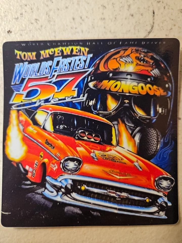 Tom "Mongoose" McEwen 1957 Chev New Cotton Mens T shirt  **Plus Decal**NHRA Drag - Image 3 of 4