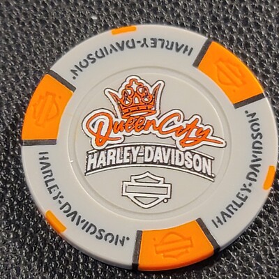 QUEEN CITY HD ~ OHIO (Gray/Orange Full Color) Harley Davidson Poker Chip
