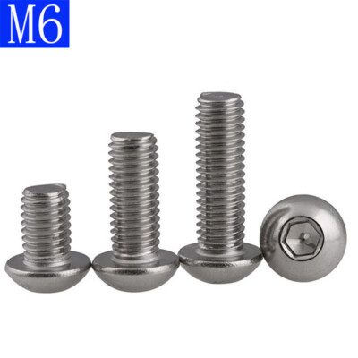 M6x1.0/6mm 316 Stainless Steel A4 Button Head Socket Cap Screws ISO 7380 A4