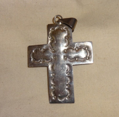 Sterling Silver Taxco Mexico Large Etched Cross Pendant 925 | eBay