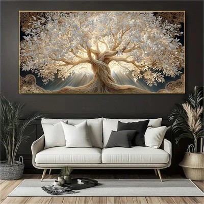 Canvas Print Featuring a Golden Tree of Life Canvas Painting Canvas Wall Art