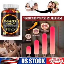 #1 BEST-MALE ENLARGER THICKER LONGER BIGGER 4" GROWTH ENLARGEMENT 60 GUMMIES