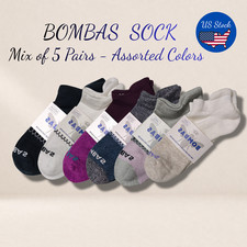 Bombas Unisex Tri-Block Ankle Socks 5 Pair/ Pack -Mix Multicolor - Size S/M/L/XL