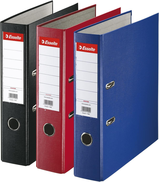 Esselte Ordner, A4, 3 StüCk, 75 Mm RüCkenbreite, Kunststoff, Schwarz, Blau, Rot,-image